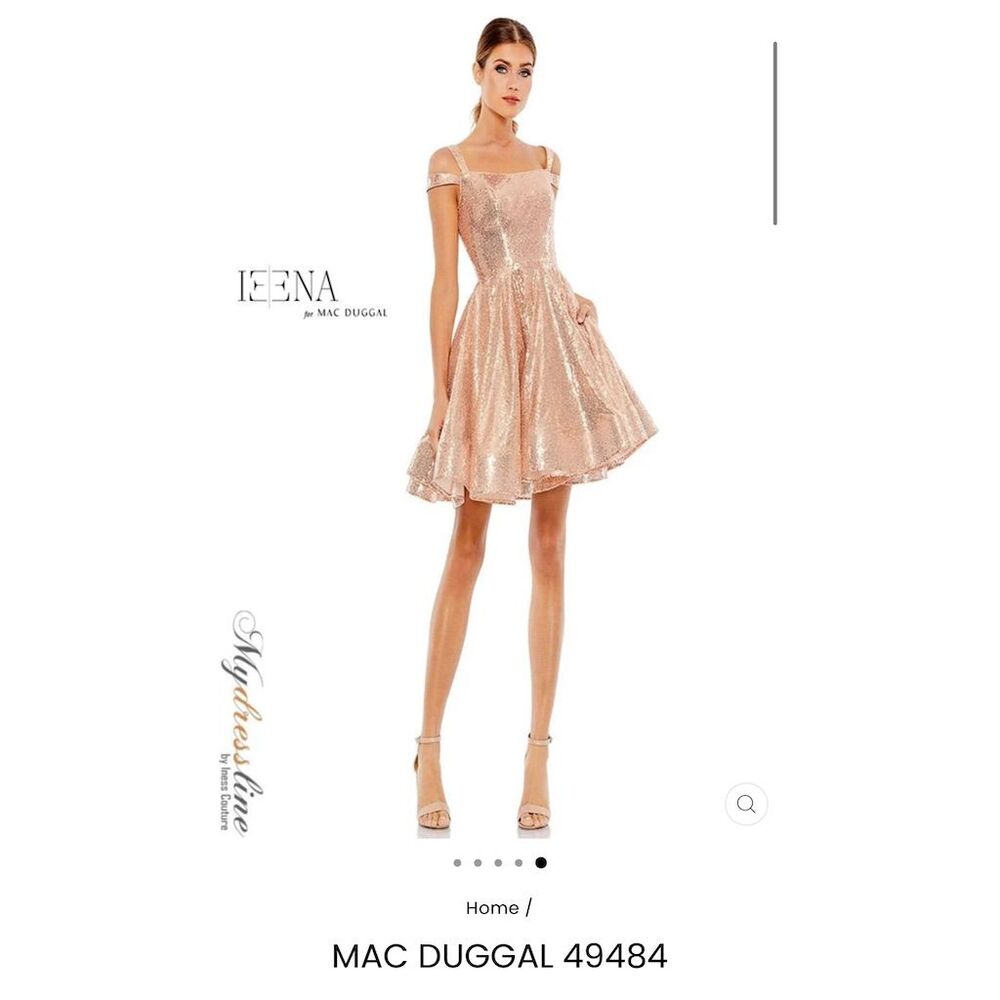 Mac Duggal Rose Gold Sequin Mini Dress